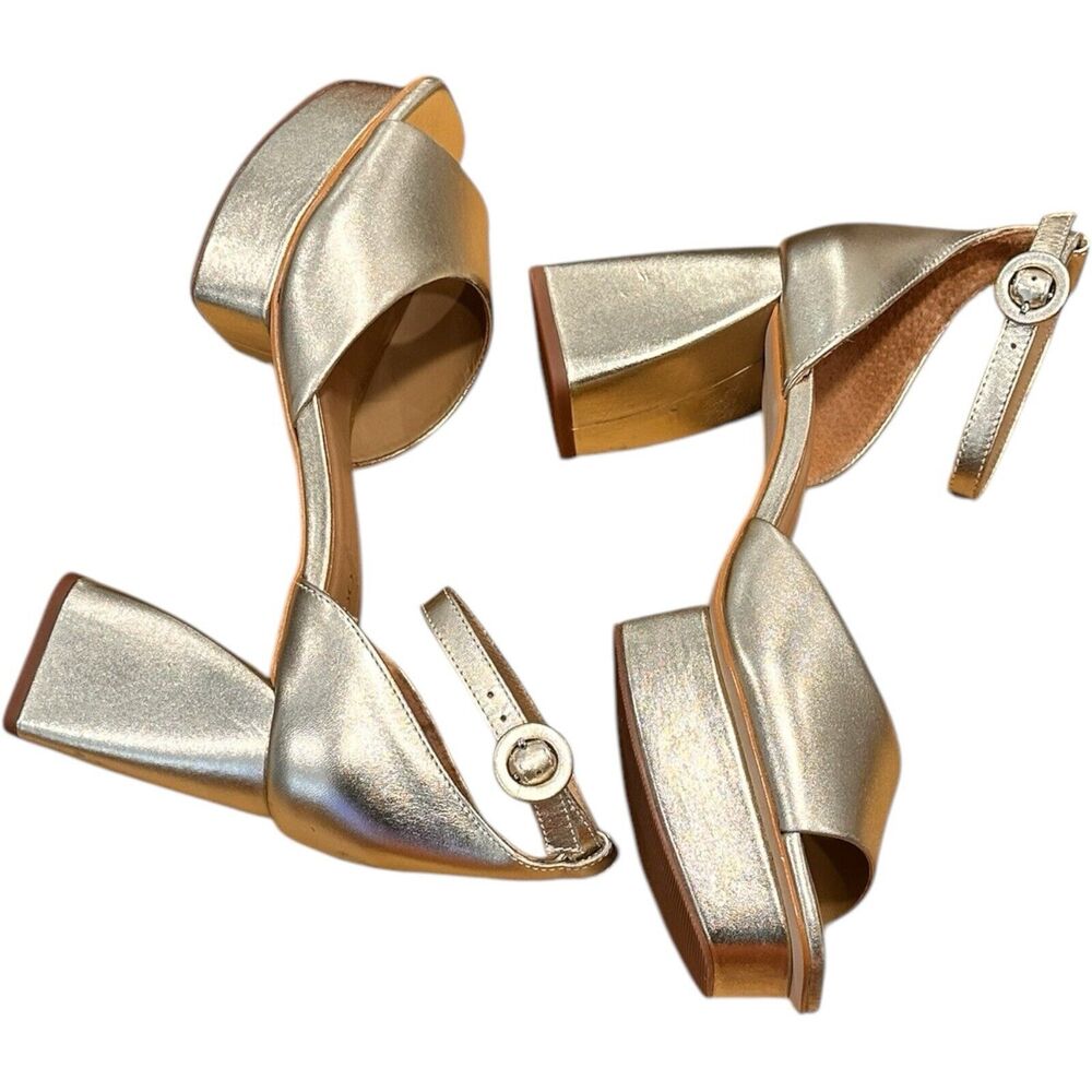 Bernardo Women’s Raleigh Gold Block Heel Platform Sandals, Size 8.5M